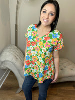 Kelly Green Floral Tunic Top