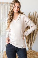 XXL XXXL Oatmeal Ribbed Dimension Long Sleeve Top