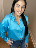 S-L only - Beauty In The Sky Button Down Blouse