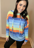 XL Multi-Color Striped Dolman Hoodie