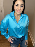 S-L only - Beauty In The Sky Button Down Blouse