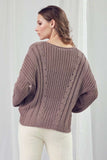 S Mocha Patterned Knit Sweater