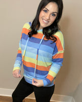 XL Multi-Color Striped Dolman Hoodie