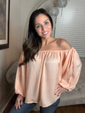 S XL Jess Lea Chasing Fame Blush Satin Off The Shoulder Top