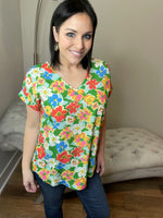 Kelly Green Floral Tunic Top