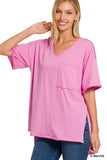 S XL - Zenana Raw Edge Boyfriend Oversized Tee