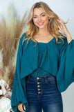 XL Loose Teal Bodysuit With Flare