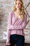 S XXL 3X Ribbed Mauve Long Sleeve With Thumbholes Top