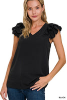 M L XL - Tiered Ruffle Short Sleeve Top