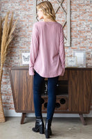 S-3X Ribbed Mauve Long Sleeve With Thumbholes Top