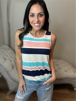 S-L Super Soft Different Colors Striped Sleeveless Top