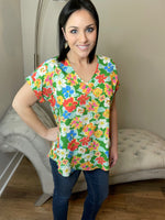 Kelly Green Floral Tunic Top