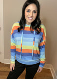 XL Multi-Color Striped Dolman Hoodie