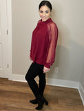 Raglan Lace Long Sleeve Plum Blouse