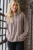 Small XXL Ribbed Kangaroo Drawstring Hoodie