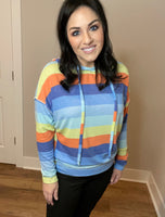 XL Multi-Color Striped Dolman Hoodie