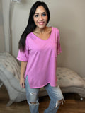 S XL - Zenana Raw Edge Boyfriend Oversized Tee