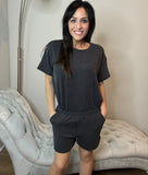 ZENANA Corded Ribbed Short Sleeve Top & Shorts Set