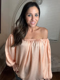 S XL Jess Lea Chasing Fame Blush Satin Off The Shoulder Top
