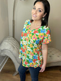 Kelly Green Floral Tunic Top