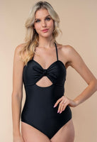 Black Halter Tied Keyhole Swimsuit