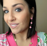 Pink Clover Gold Chain Earrings