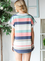 Striped Dolman V-Neck