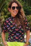 PREORDER - Small Medium Jess Lea Kora Short Sleeve Mesh Top - Butterfly Effect