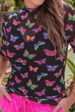 PREORDER - Small Medium Jess Lea Kora Short Sleeve Mesh Top - Butterfly Effect