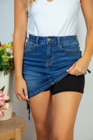 🔥HALF OFF SALE🔥Denim Ruched Skirt With Shorts
