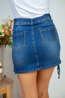 🔥HALF OFF SALE🔥Denim Ruched Skirt With Shorts