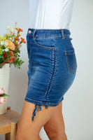 🔥HALF OFF SALE🔥Denim Ruched Skirt With Shorts
