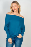 Teal Ribbed Dolman Long Sleeve