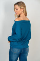 Teal Ribbed Dolman Long Sleeve