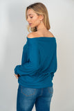 Teal Ribbed Dolman Long Sleeve