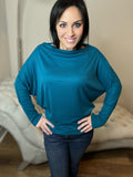 Teal Ribbed Dolman Long Sleeve