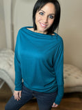 Teal Ribbed Dolman Long Sleeve