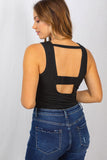 🔥HALF OFF SALE🔥Black Ribbed Bra Cut Bodysuit