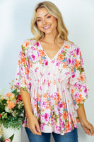 🔥HALF OFF SALE🔥Floral V-Neck Peplum Skirted Top