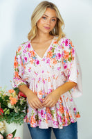 🔥HALF OFF SALE🔥Floral V-Neck Peplum Skirted Top