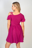 🔥HALF OFF SALE🔥Magenta Lattice Shoulder Detail Dress