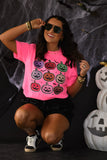 PREORDER - Neon Checkered Jack O Lantern Graphic Tee in Youth & Adult
