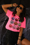 PREORDER - Neon Checkered Jack O Lantern Graphic Tee in Youth & Adult