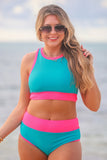 PREORDER - Bali Beach Two Piece Swimsuit - Blue/Pink