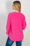 S M Hot Pink Long Sleeve V-Neck