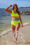 PREORDER - Jess Lea Shades Of Summer Two Piece Swimsuit - Neon Lime