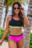 PREORDER - Set For Vacay Two Piece Swimsuit - Black/Neon