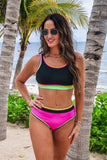 PREORDER - Set For Vacay Two Piece Swimsuit - Black/Neon
