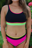 PREORDER - Set For Vacay Two Piece Swimsuit - Black/Neon