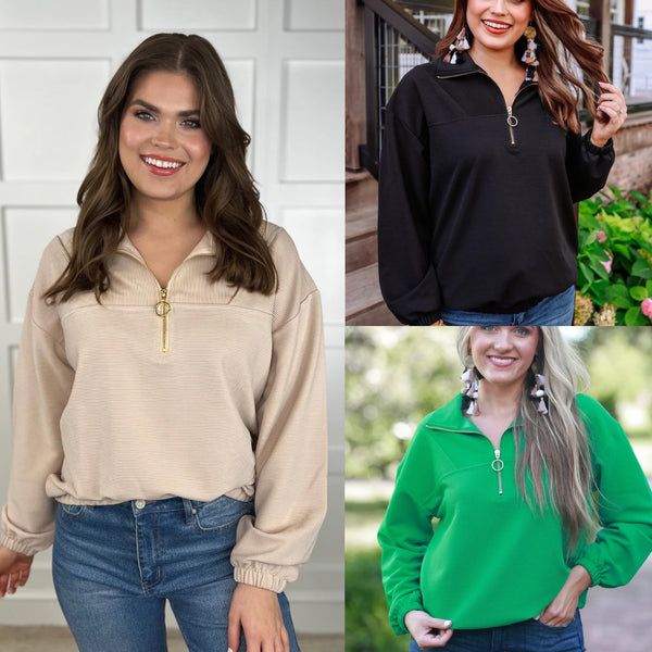 PREORDER - Levi Ribbed Quarter Zip Pullover